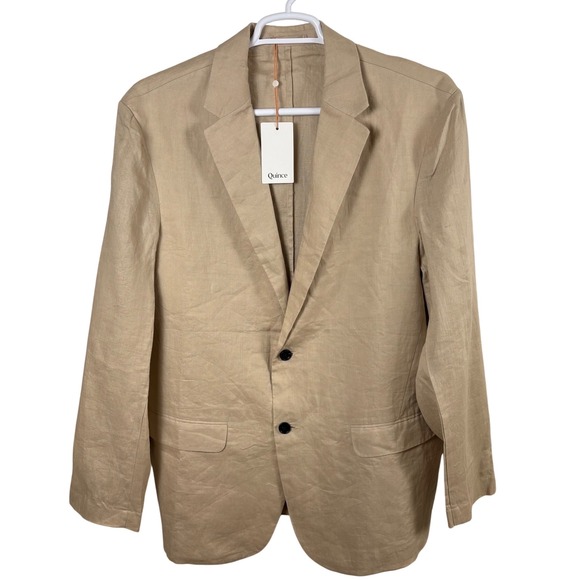 NWT Quince European Linen Blazer Men's XL Driftwood Beige Tan Summer Lightweight - Picture 2 of 10